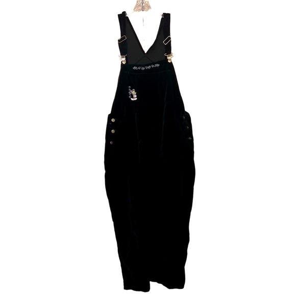 The Disney Store Pants - Vintage The Disney Store Mickey Mouse Black Velvet Overalls Size 14